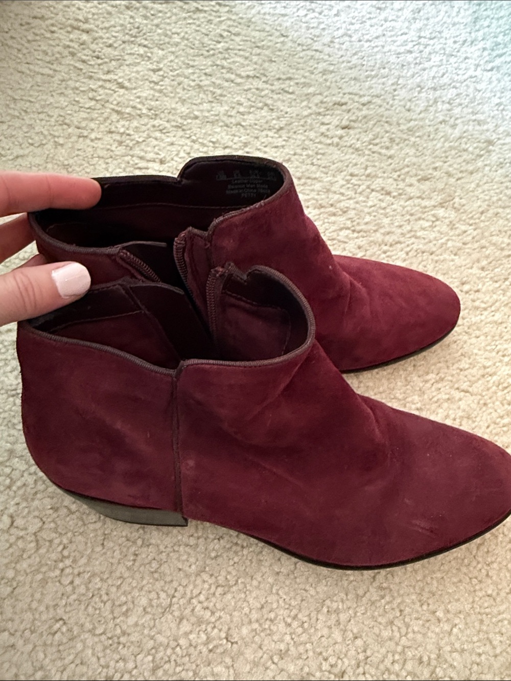Sam Edelman Burgundy Suede Ankle Booties